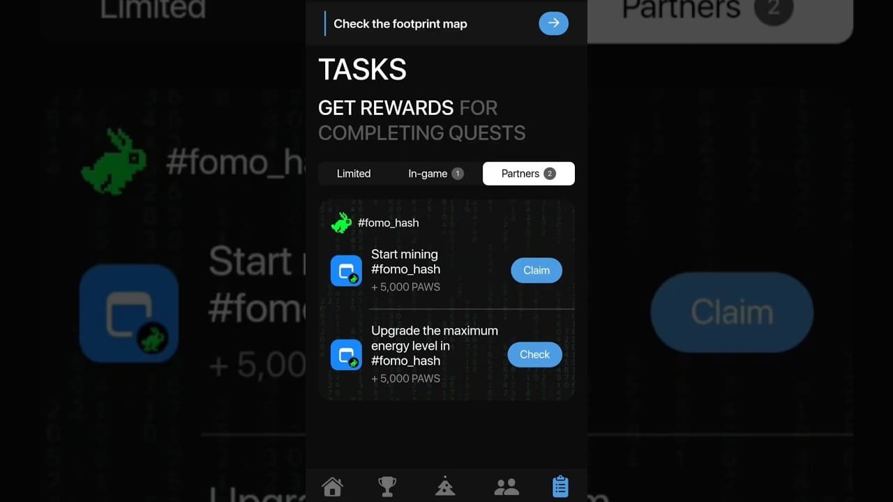 Start Mining Fomohash |upgrade Energy Level | Earn 10,000 Paws