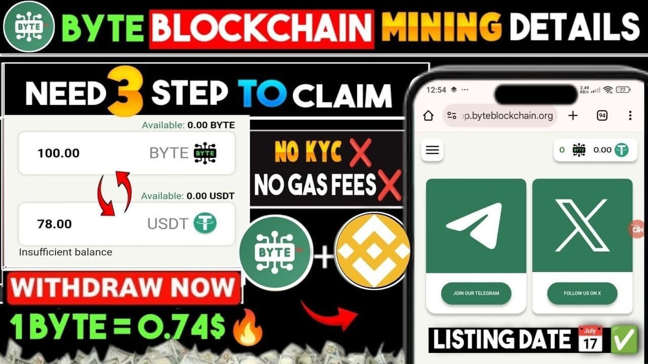 Byte Blockchain Mining App Full Guide | How To Withdraw
