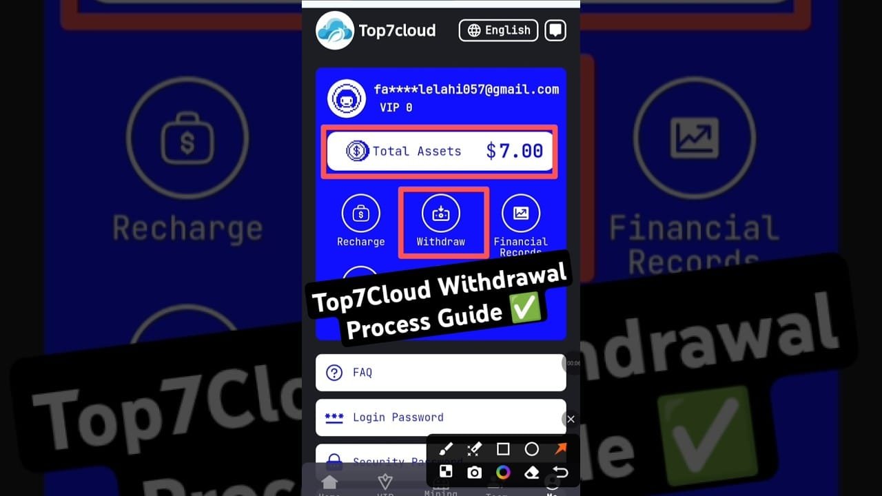 Top7cloud Mining App Withdrawal Process Guide ✅ || Top7cloud Mining