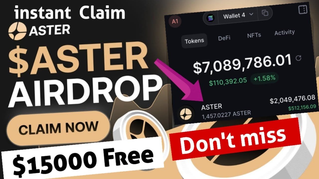 Free Aster Airdrop, Aster Token Airdrop,new Mining, Free Crypto Mining,