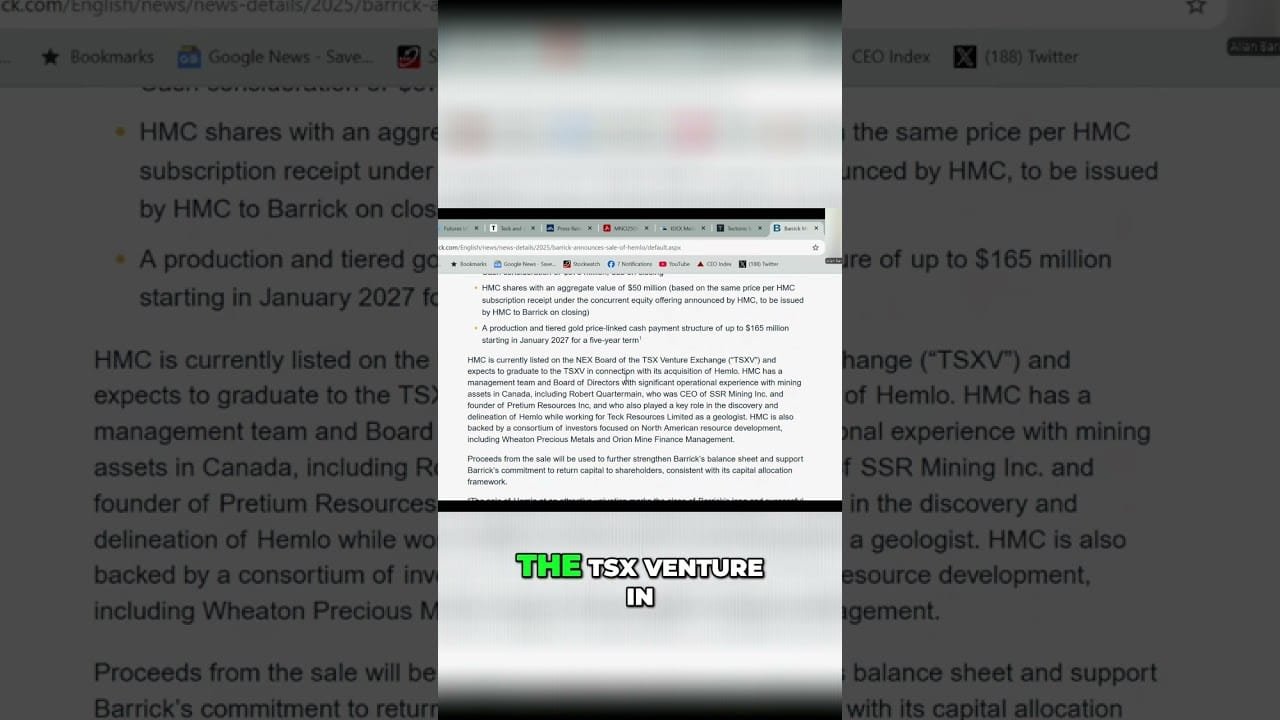 Hemlo Gold Mine Sold: Huge Deal With Barrick & Hmc