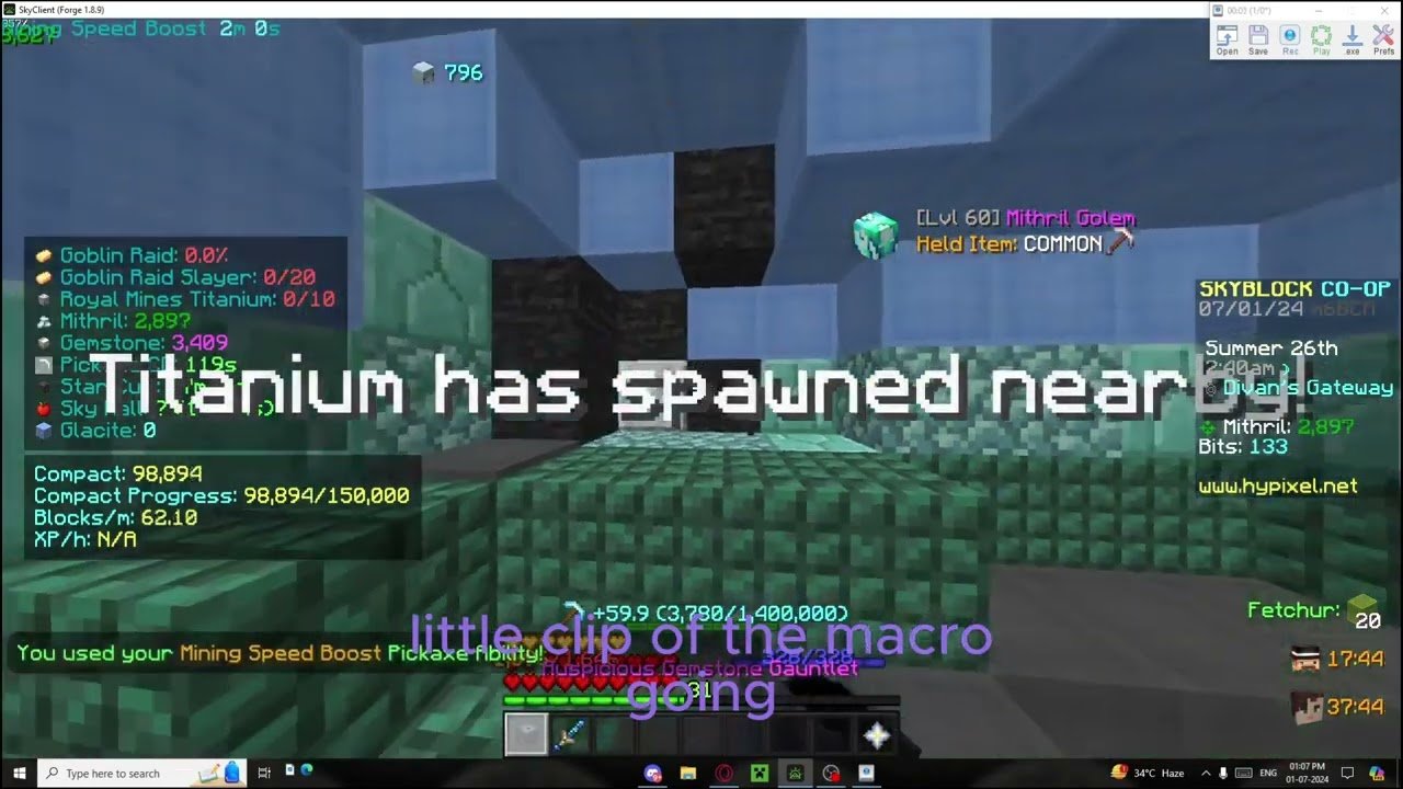 Undetectable Mithril Macro For Hypixel Skyblock! 824m Coins + 39m