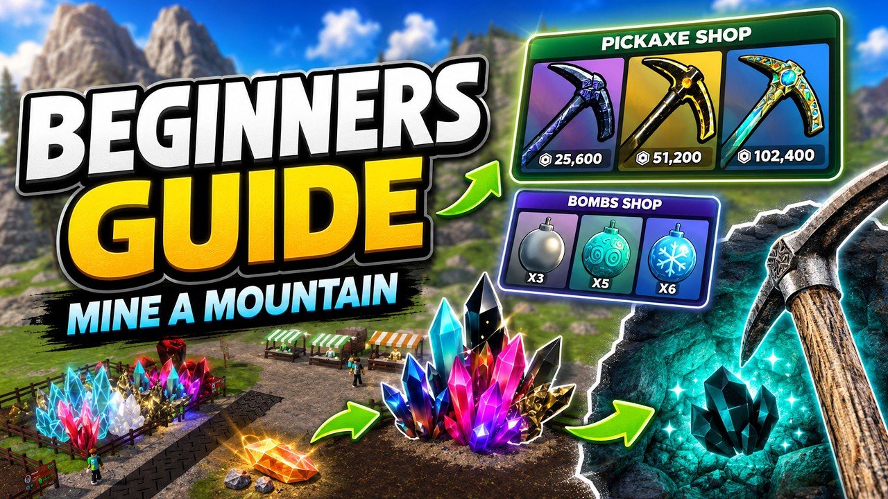 Beginners Guide For Mine A Mountain (pickaxes, Upgrades, Crystals) Roblox