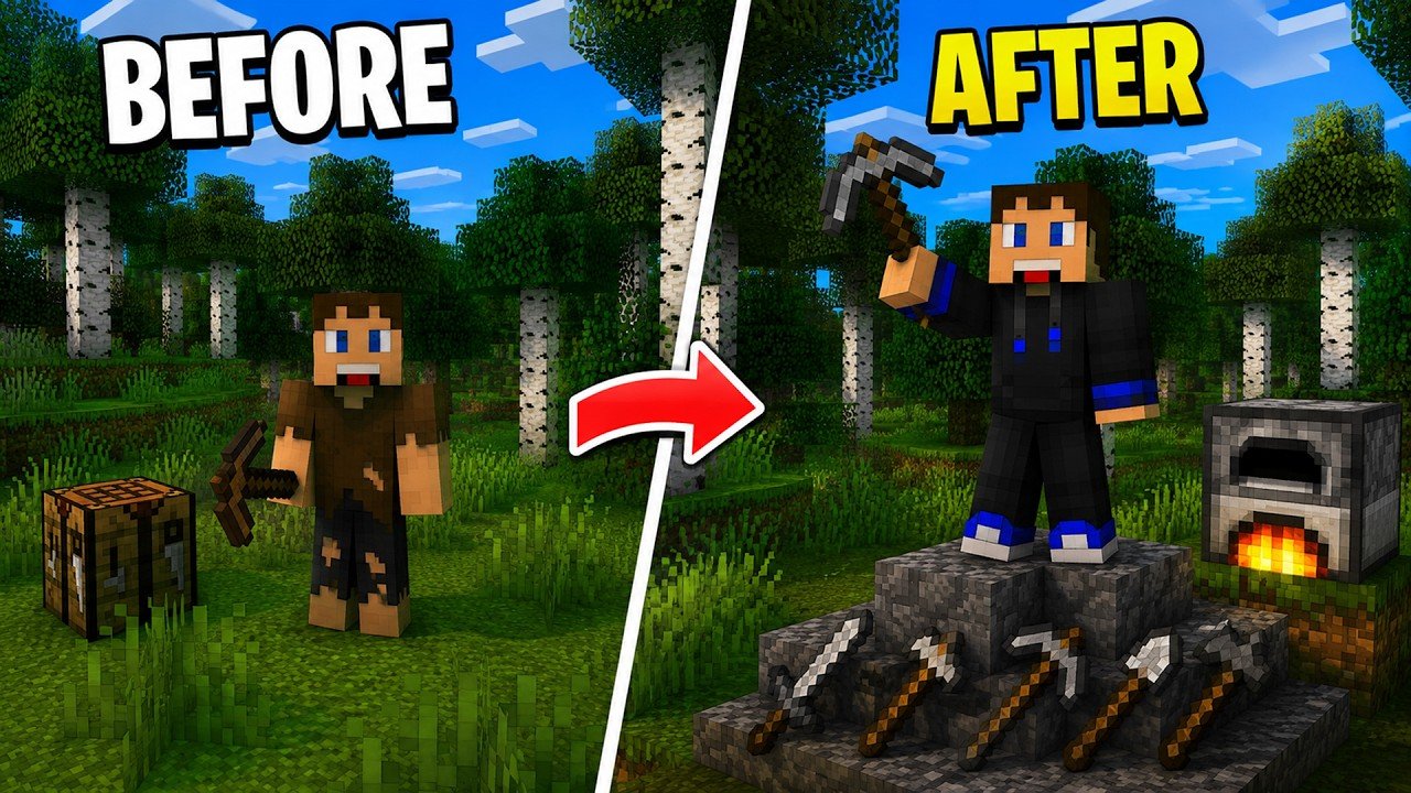 The Secret To Mining Stone Fast | Minecraft For Beginners