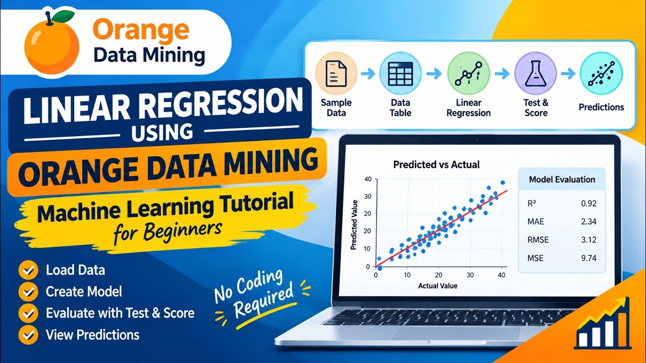 Linear Regression Using Orange Data Mining | Machine Learning Tutorial