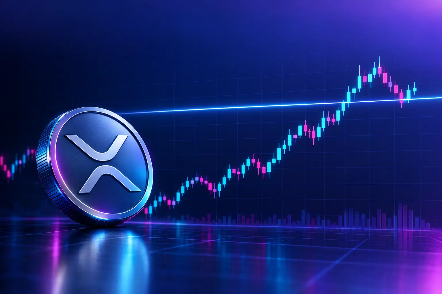 Abstract XRP price chart showing a key resistance reclaim and retest setup